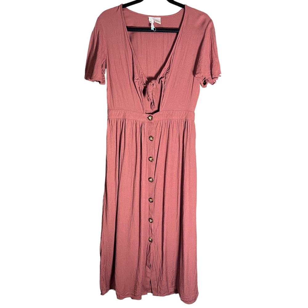 Mimi Chica Pink Mauve Front Tie Dress